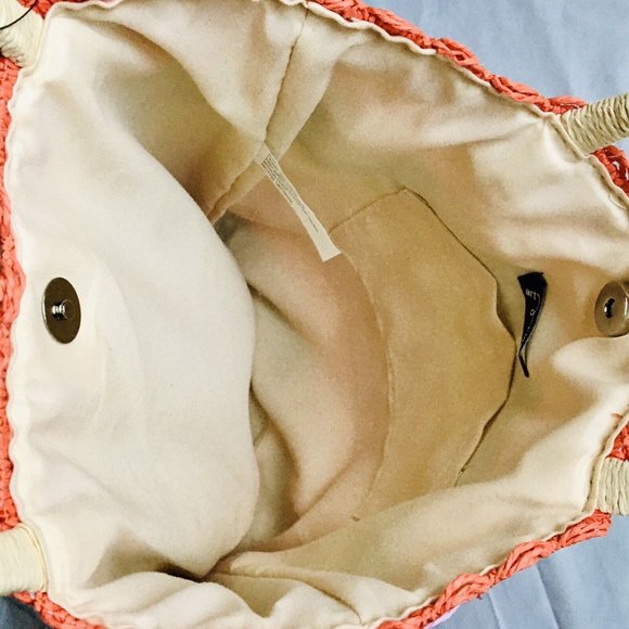 Colorful Striped Straw Tote Bag Double Straps - Picture 4 of 8